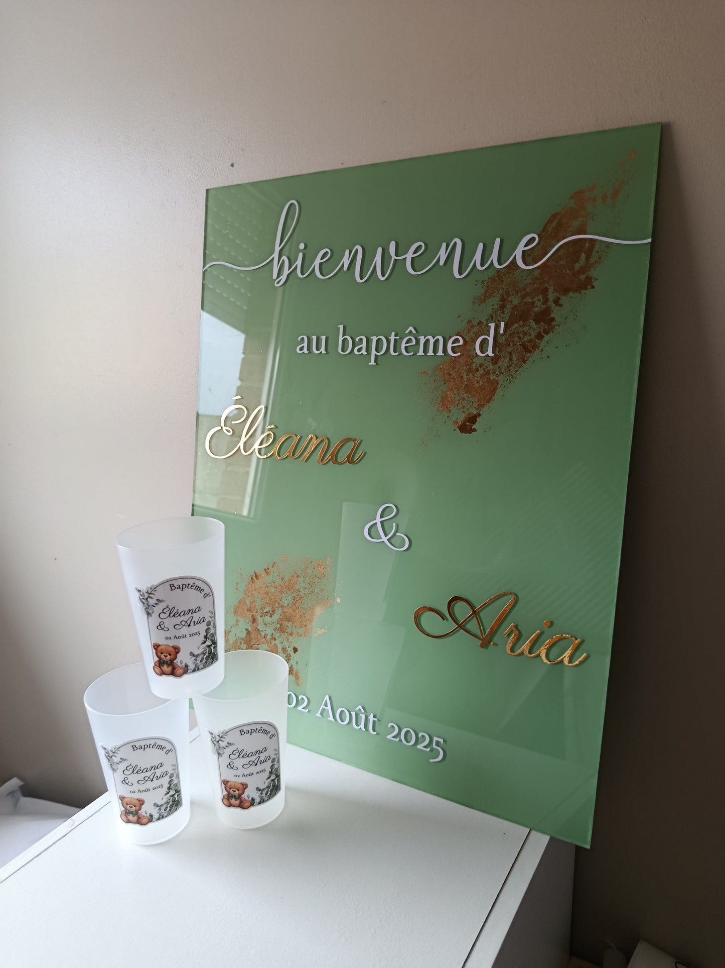 Panneau de Bienvenue feuille d'or