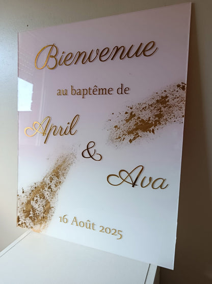 Panneau de Bienvenue feuille d'or