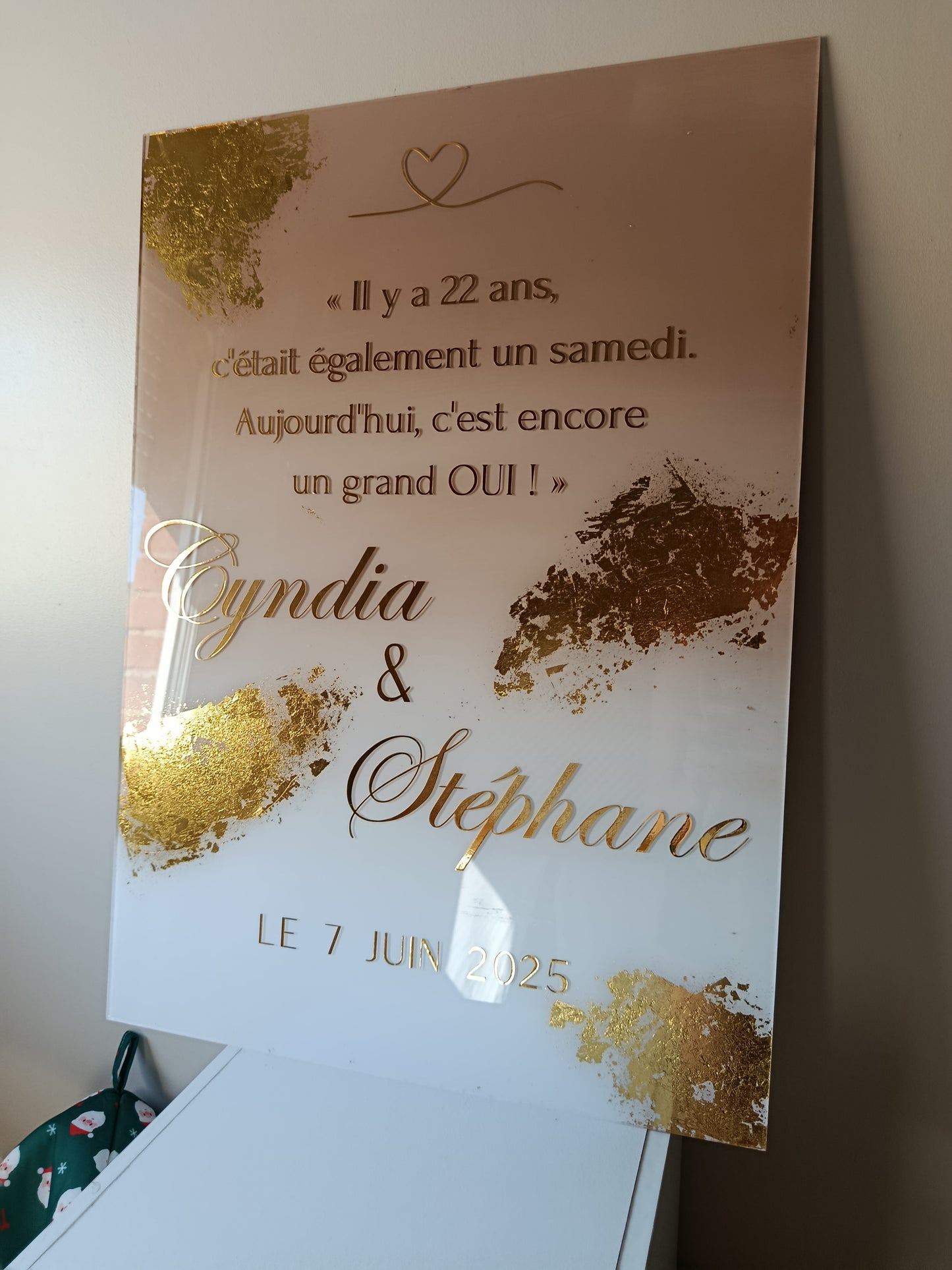 Panneau de Bienvenue feuille d'or